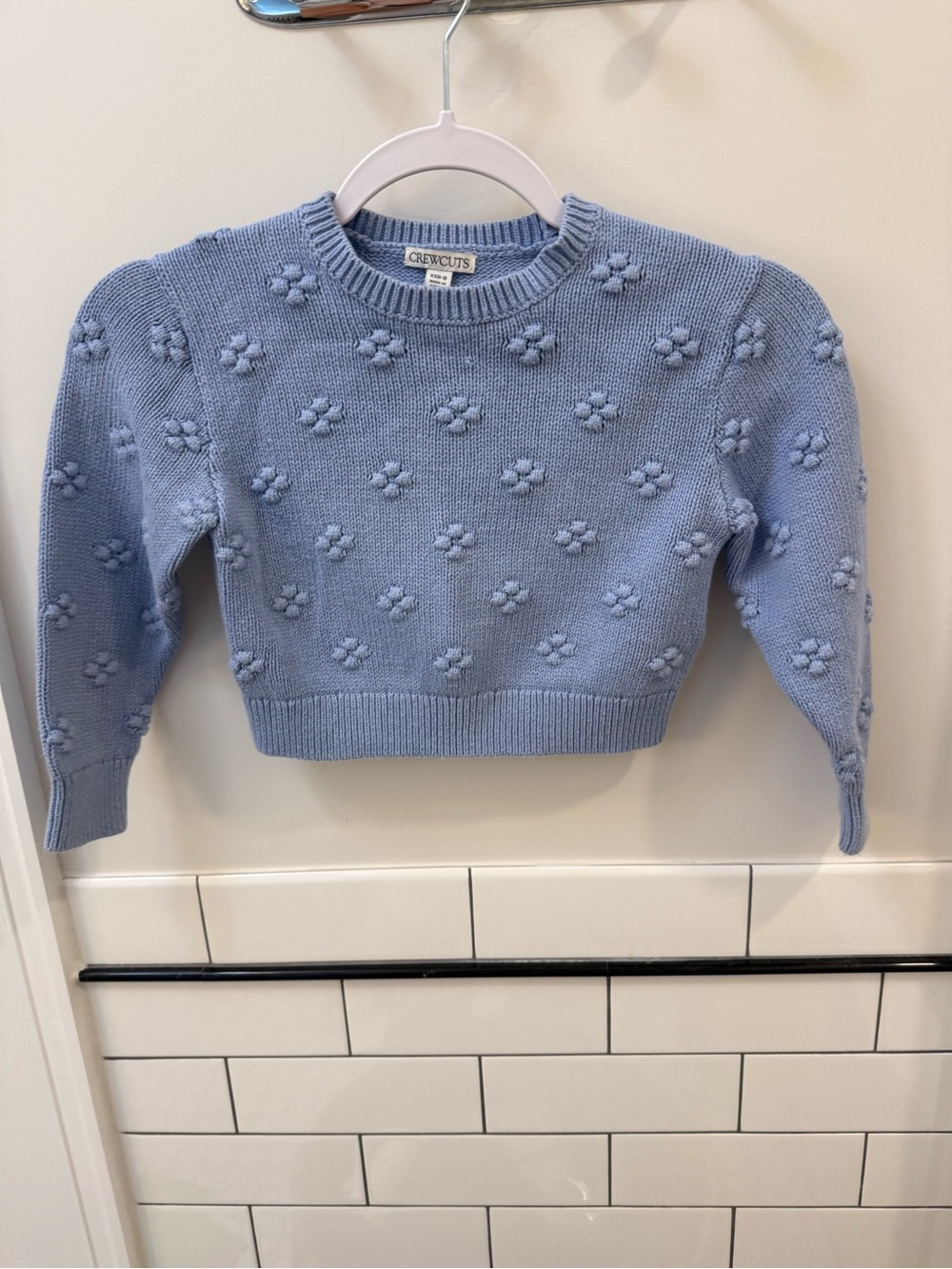 Crewcuts Light Blue Daisy Popcorn Knit Sweater